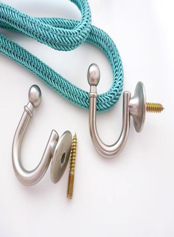 Cciphy Cute Window Curtain Hook, Adjustable Self Adhesive Curtain Tieback, Non-Trace Stick Metal Wall Hook Holder, No Drill Tieback Buckle Curtain Holdbacks for Home Decor, 2 Pack (Silver) - Image 2